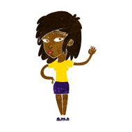 cartoon pretty woman waving N50