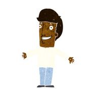 cartoon grining man with open arms N6