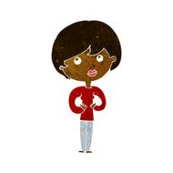 cartoon woman making Who Me? gesture N28