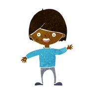 cartoon waving boy N11