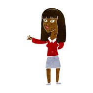 cartoon woman gesturing to show something N12