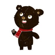 cartoon black bear wearing scarf N4