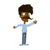 cartoon waving mustache man N6