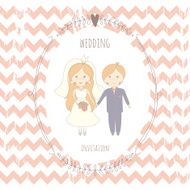 Wedding invitation with a very cute wedding couple