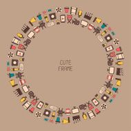 Frame of movie design elements cinema icons in doodle style