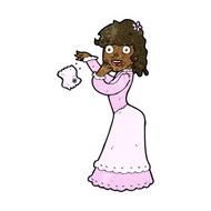 cartoon victorian woman dropping handkerchief N6