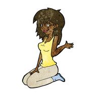 cartoon pretty girl waving N18