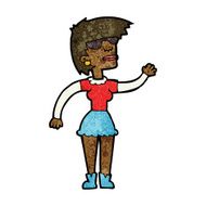 cartoon woman in spectacles waving N7