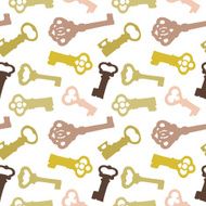 Seamless pattern with vintage keys