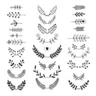 Set of vector handdrawn laurels wreath N2