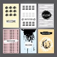 Set of Trendy Posters with hand drawn Background N3