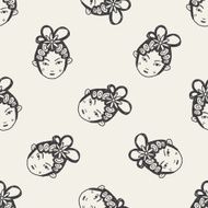 Chinese Beijing opera doodle seamless pattern background N2