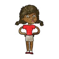 cartoon pretty girl with hands on hips N7
