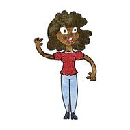 cartoon worried woman waving N12