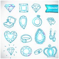 Diamond vector icons set