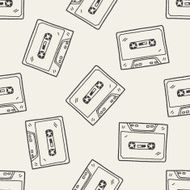 music tape doodle seamless pattern background N4