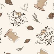 Vector Coffe Pattern in Sketch Style