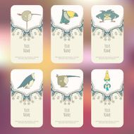 Set of Business cards with hand drawn birds