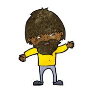 cartoon happy bearded man waving N6