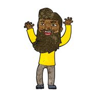 cartoon happy bearded man waving arms N6