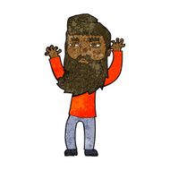 cartoon bearded man waving arms N6