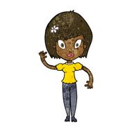 cartoon pretty woman waving N51