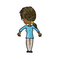 cartoon woman shrugging shoulders N281
