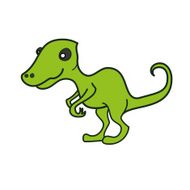 Funny little green dinosaur Cartoon illustration Isolated on white background