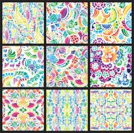 Set of nine hand-drawn seamless patterns N5