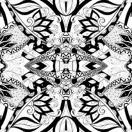 Vector Seamless Abstract Black and White Tribal Pattern N63