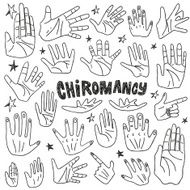 hand Chiromancy lines Black contour of a palm