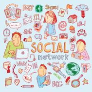 social media doodle set Hand-drawn vector illustration