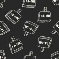 wifi board doodle seamless pattern background N2
