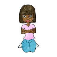 cartoon woman kneeling N7
