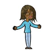 cartoon woman shrugging shoulders N283