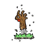 cartoon zombie hand rising from ground N6