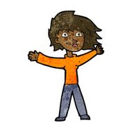 cartoon excited woman waving N6