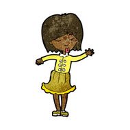cartoon waving woman N78