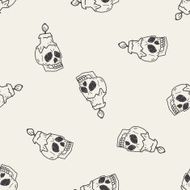 skull candle doodle seamless pattern background N2