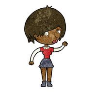 cartoon waving woman N79