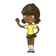 cartoon waving woman N80