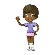 cartoon pretty girl waving N19