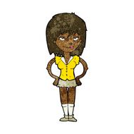 cartoon woman with hands on hips N128