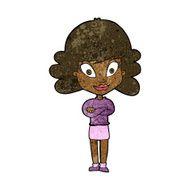 cartoon happy woman with folded arms N12