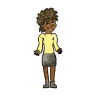 cartoon woman shrugging shoulders N288