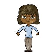 cartoon woman shrugging shoulders N289