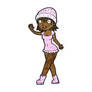 cartoon pretty girl in hat waving N7
