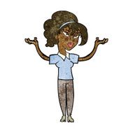 cartoon woman raising hands in air N9