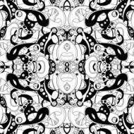 Vector Seamless Abstract Black and White Tribal Pattern N64