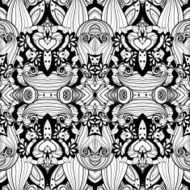 Vector Seamless Abstract Black and White Tribal Pattern N65